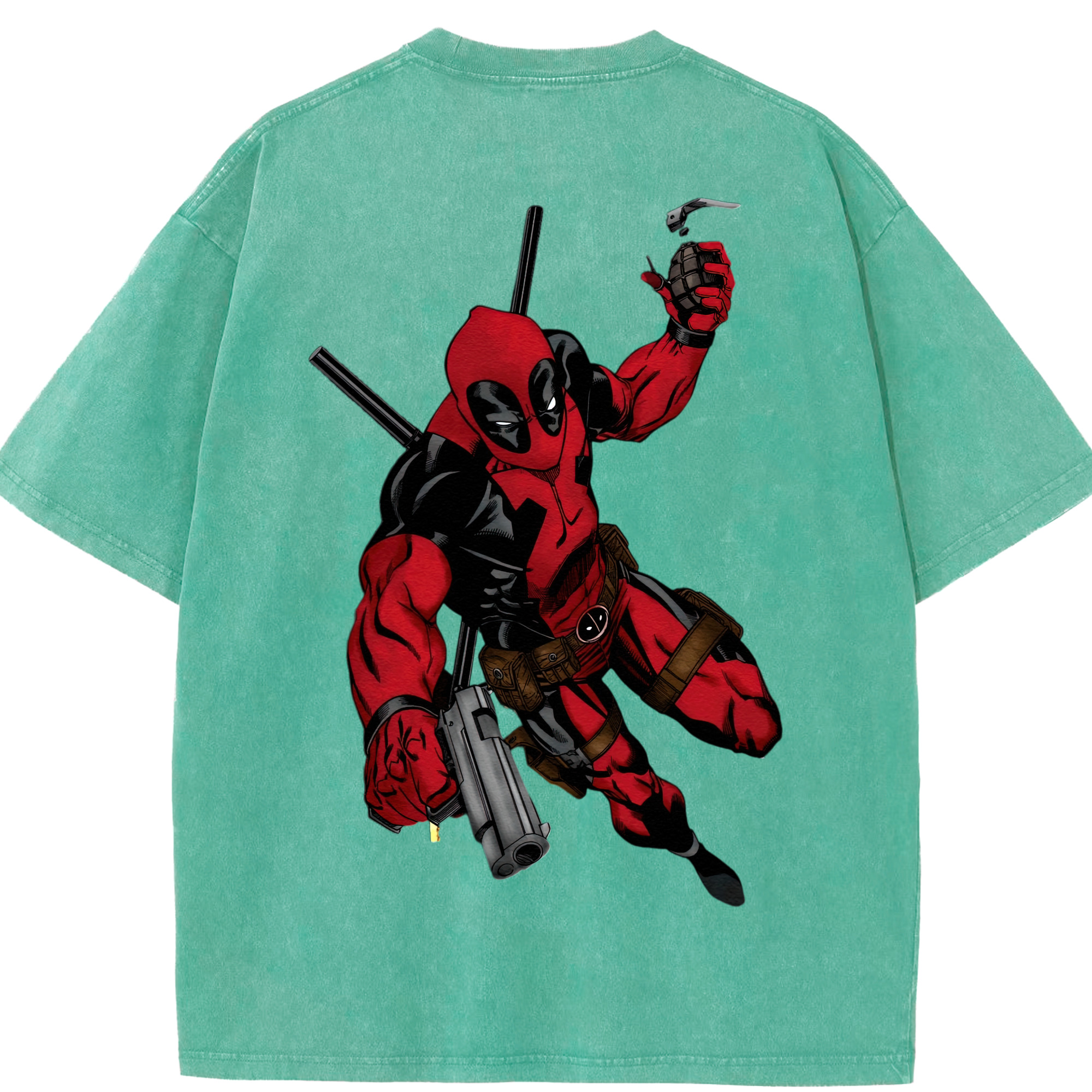 （画像用） Deadpool デッドプール 綿100% ヴィンテージ風 半袖Tシャツ（背面プリント）